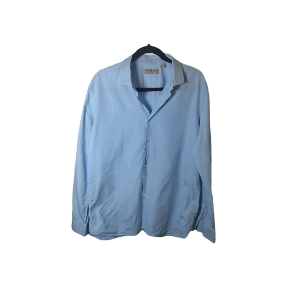 Burberry London Men's 16.5 42 Light Blue Modern Fit Dress Shirt 100%‎ Cotton